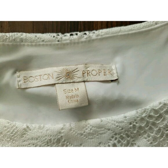 Boston Proper White Lace And Fringe Cold Shoulder Top Western Cowgirl Sz M - Picture 6 of 7